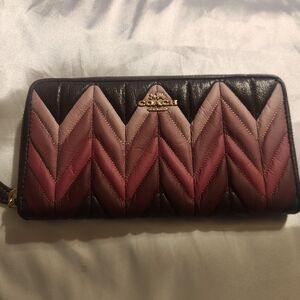 Coach Chevron Wallet in Pink and Brown